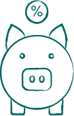 Piggy bank with savings rates